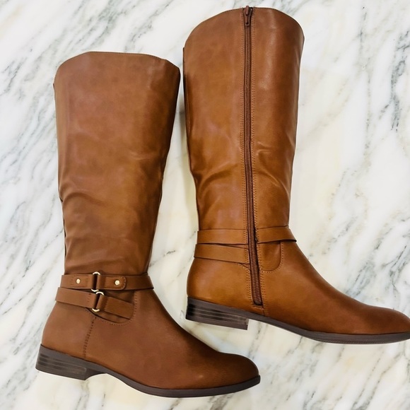 New! Style & Co Kindell Tall Riding Bourbon Brown Boots Size 6.5 - Picture 3 of 11